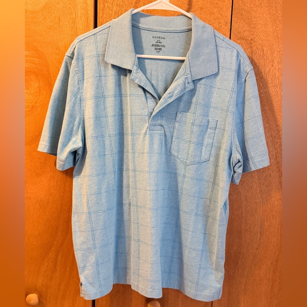 George Sky Blue Patterned Polo Shirt
